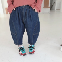 Type Korean autumn men and women heavy industry stitching denim carrot pants children lazy Harlan jeans 789