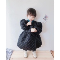 Winter Korean version of clothing girls cotton cotton clothes dress dress children lantern sleeves retro cotton jacket coat
