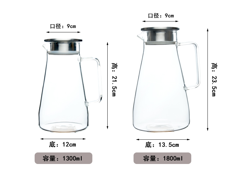 Ấm đun nước thủy tinh ấm đun nước công suất lớn chịu nhiệt nhiệt độ cao hoa ấm trà cốc nước tie nồi nước ép nồi đặt - Tách bình đựng nước thủy tinh có vòi
