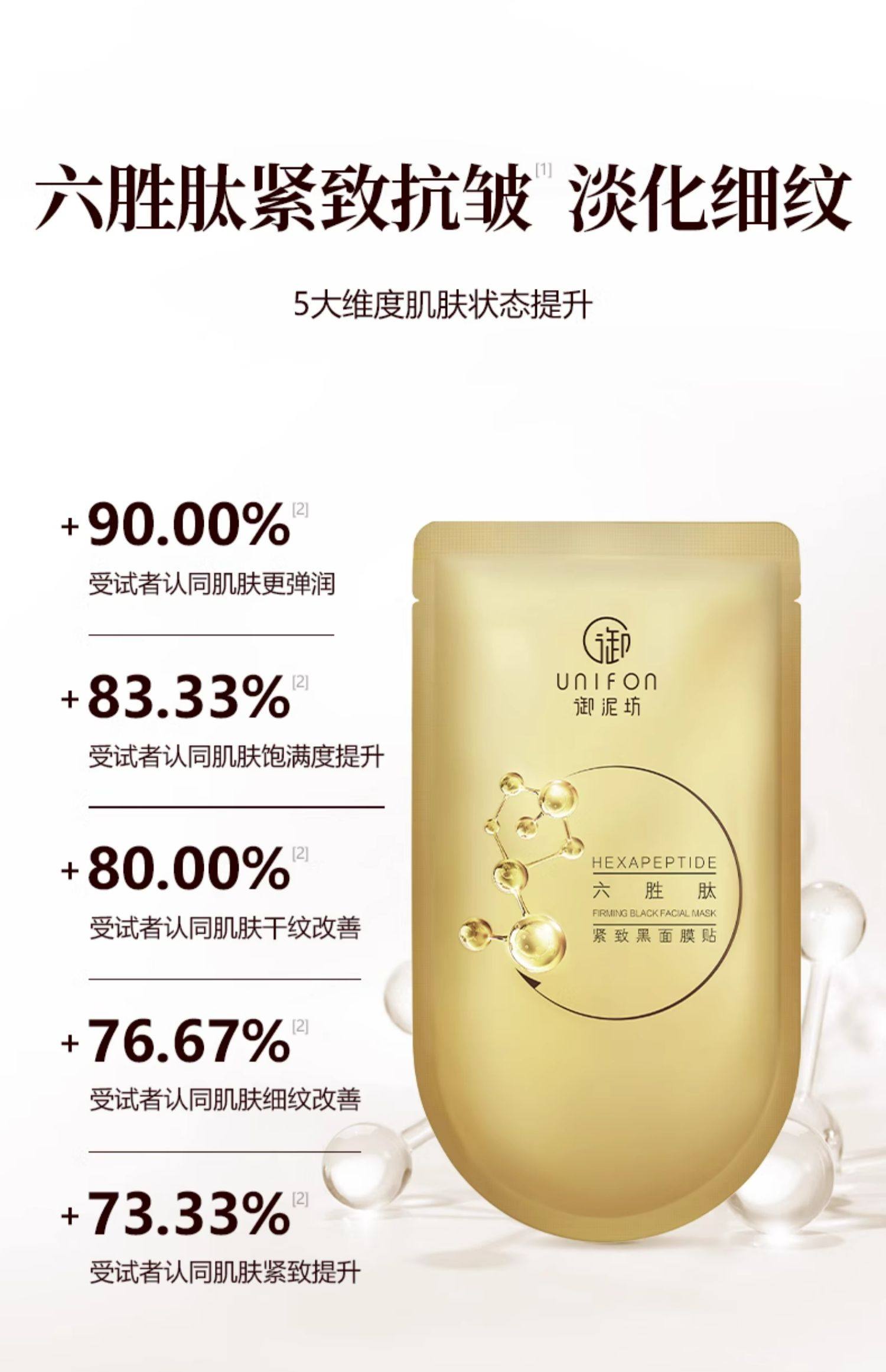 御泥坊 六胜肽抗皱面膜 紧致淡纹黑膜面贴烟酰胺美白淡斑 25ml*5片