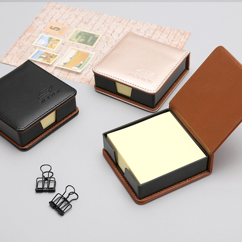  Morning light leather box self-adhesive note box 76mm180-page Sticky notes Sticky notes Message stickers Good thing stickers