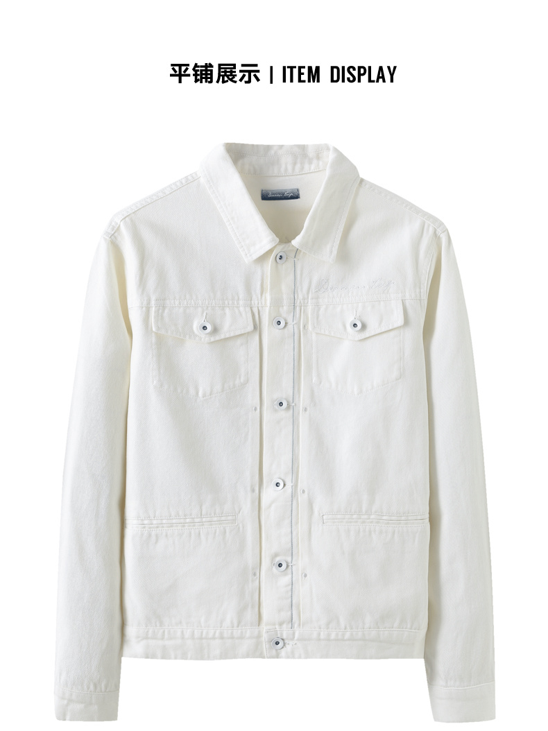 Mark Huafei denim jacket nam 2019 xuân mới đẹp trai phiên bản Hàn Quốc của xu hướng áo khoác trắng thêu - Áo khoác đôi blazer nam