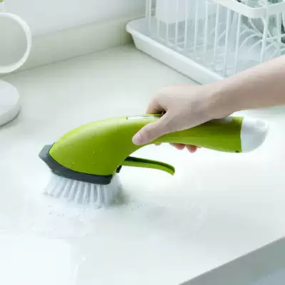 Dishwashing brush pot washing artifact long handle home kitchen non-stick pan oil cleaning brush cobroom automatic liquid filling lazy
