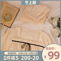 First Love Wind Japanese high retro fresh girl pajamas female summer 2021 new cotton home wear