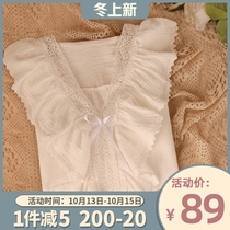 Baroque court style Japanese sweet cotton pajamas spring and autumn women 2021 new cotton yarn home wear