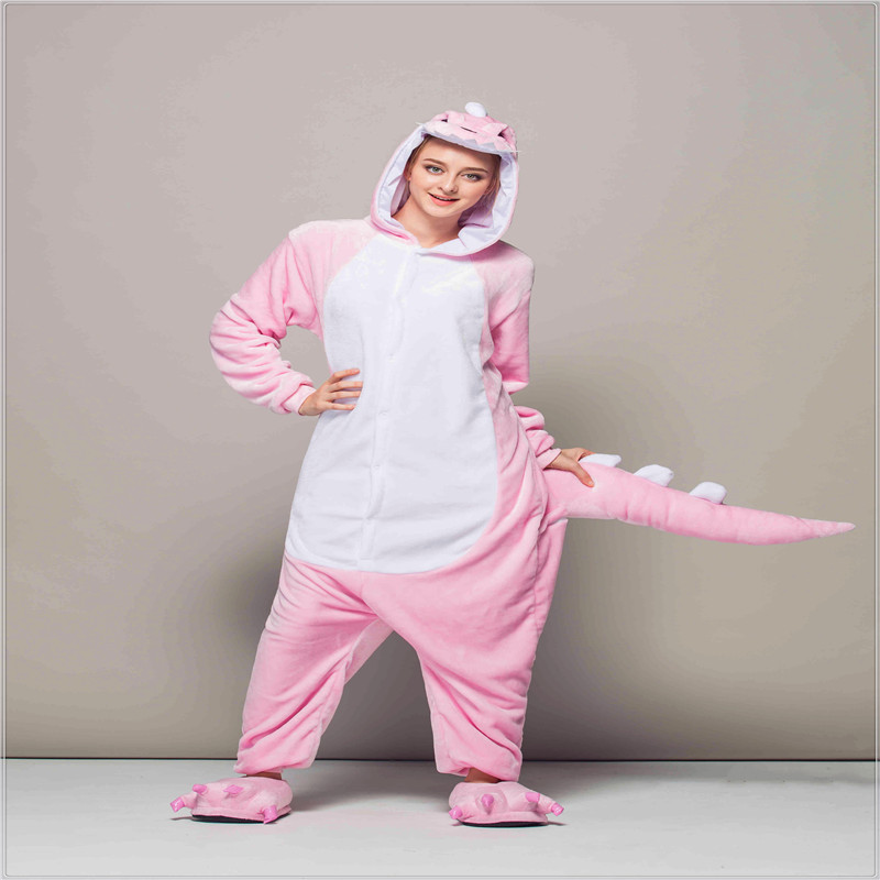 Phim hoạt hình khủng long đồ ngủ một mảnh flannel Pikachu động vật dễ thương cặp đôi san hô nhung người lớn dành cho nữ mùa thu và mùa đông những bộ jumpsuit đẹp nhất