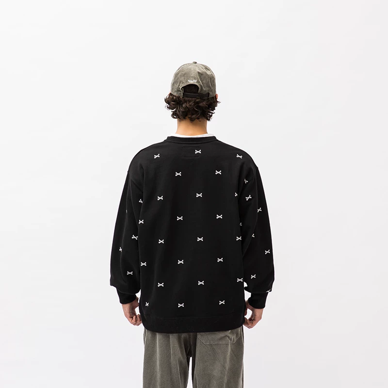 Свитер с вышивкой кости, круглый воротник, свитер WTAPS ACNE SWEATER CTPL, мужской, 22AW