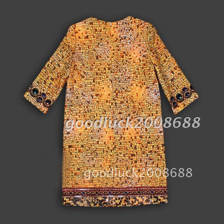 Châu Âu 2017 mùa xuân và mùa hè của phụ nữ vàng jacquard retro Nữ hoàng Sicilia váy thanh mảnh váy bầu công sở