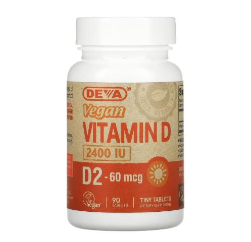 Spot US DEVA Vegan Vitamin D2 tablets 2400iu 90 tablets