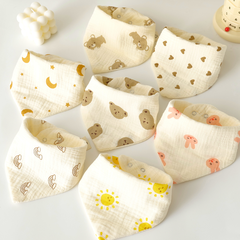 Baby Gauze Triangle Towels Newborn Six Layers Pure Cotton Saliva Towel Anti Spit Milk Baby Han Version Headscarf Ultra Soft Surrounding Mouth-Taobao