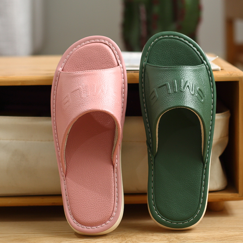 High-End Club Genuine Leather Slippers for Men, First-Layer Cowhide, Summer Indoor and Outdoor Slippers for Women, Non-Slip and Odor-Resistant