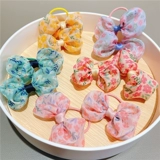 Детский милый аксессуар для волос, детская заколка для волос для принцессы с бантиком, резинка, в цветочек