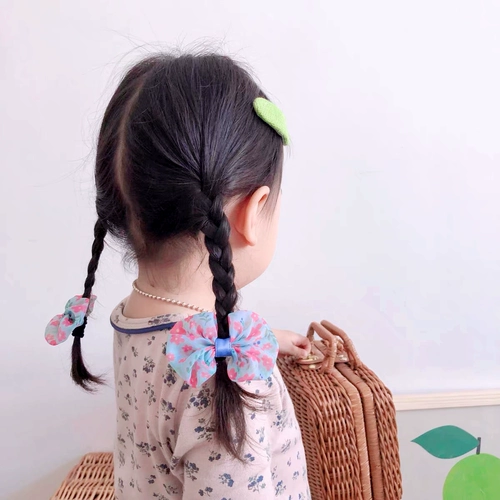 Детский милый аксессуар для волос, детская заколка для волос для принцессы с бантиком, резинка, в цветочек