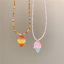 Childrens accessories ice cream dopamine beaded necklace baby choker jewelry little girl cute clavicle chain jewelry