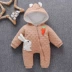 Áo khoác dày cho bé mùa đông trùm đầu 0-1 tuổi nam nữ 9 tháng cộng với jumpsuit nhung 6 áo romper 3 jumpsuit trẻ em thu đông Áo liền quần