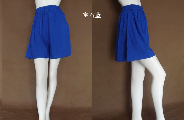 Feng Dingyu Quần lụa cotton mịn nữ quần culottes ngắn Cotton lụa ống rộng Bộ đồ ngủ thông thường Quần dài đi biển mùa hè - Quần tây