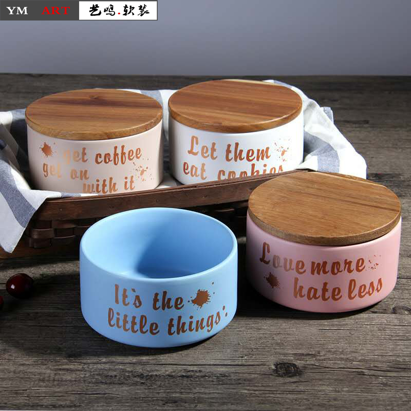 Yiming soft Nordic creative home ceramic sealed can coffee tea storage with lid storage can decoration