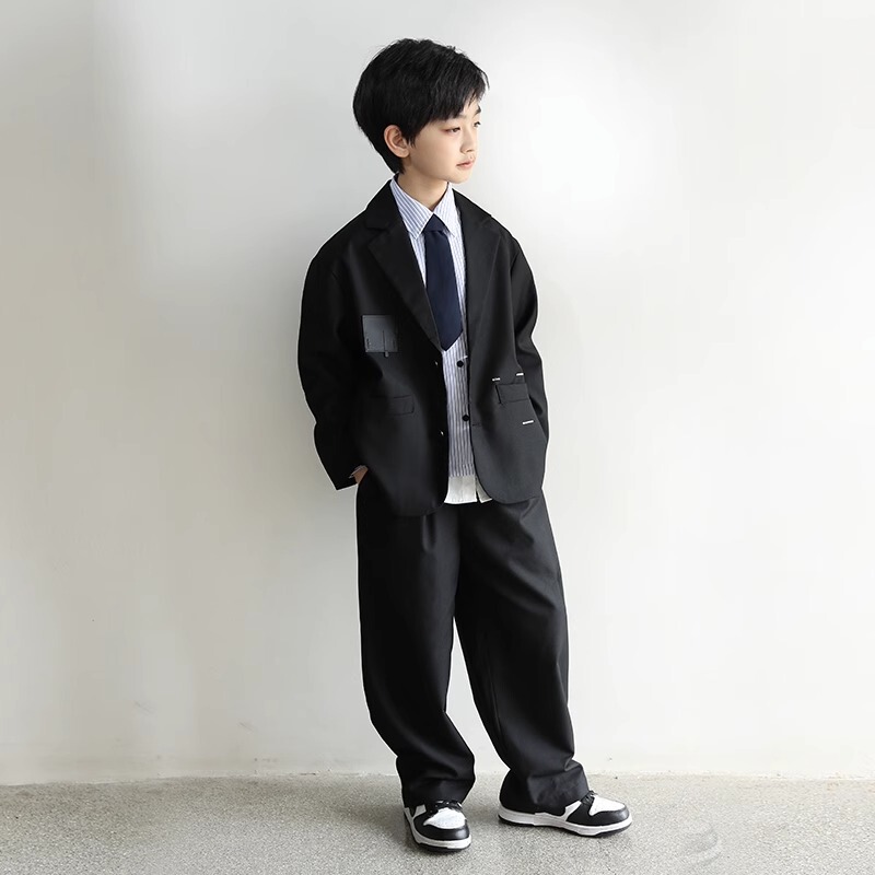 Bakuxia Boys' Suit Set 2026 Spring and Autumn High-End Suit Stylish Older Children's Jacket and Formal Wear Two-Piece Set