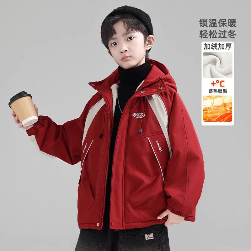 Hong Kong Bakuxia Boys' Fleece-Lined Jacket 2026 Autumn and Winter Thickened Padded Parka for Older Children