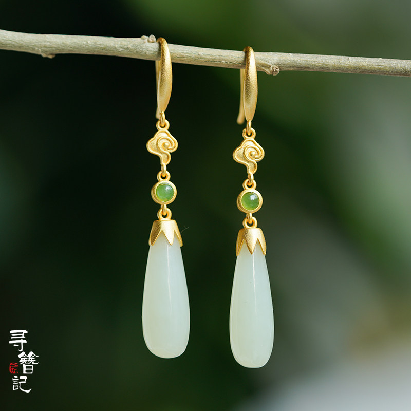 Look for 925 silver antique gold - plated silver decorated earrings and fields droplet earrings