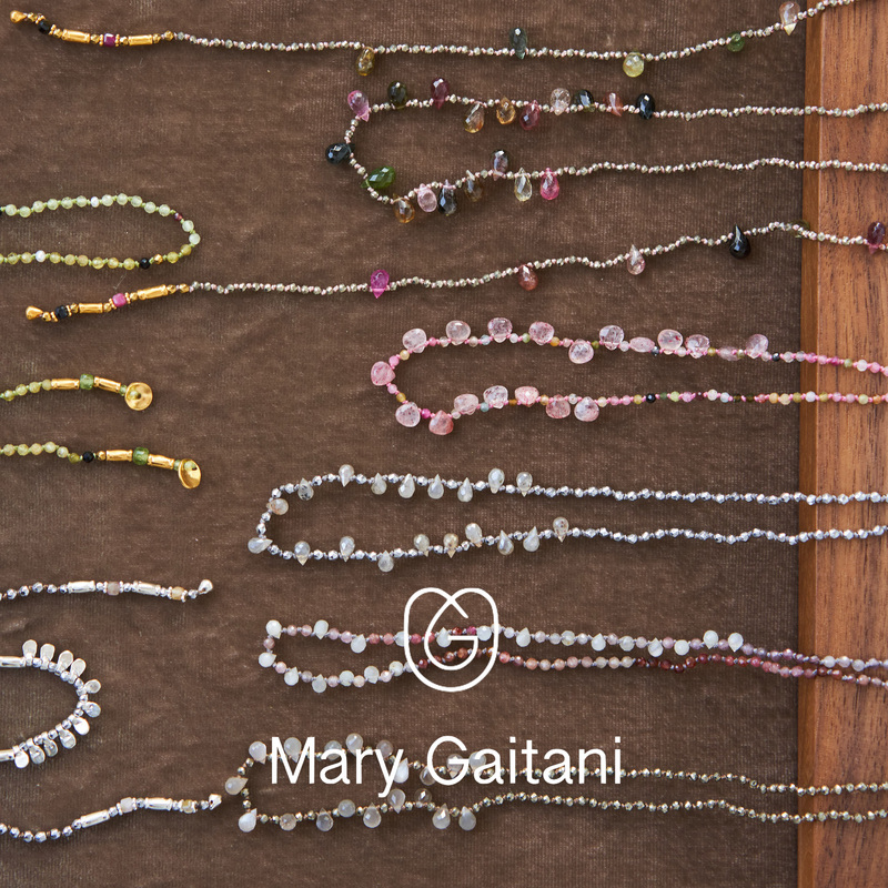 Greek Mary Gaitani Vintage Handmade High-End Water Drop Beaded Natural Stone Layered Clavicle Chain Necklace for Women