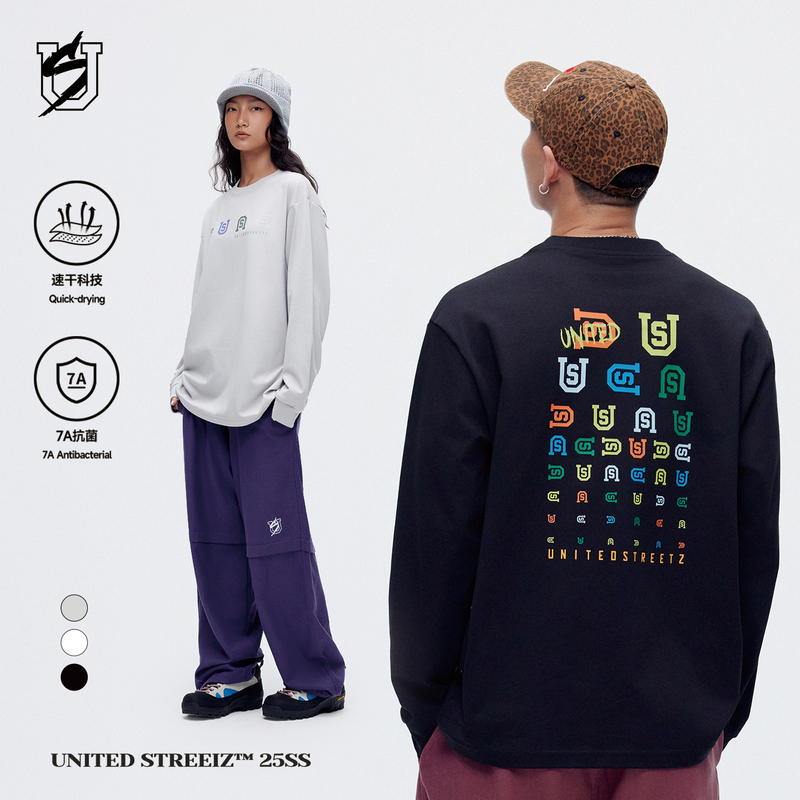 Us Federal Street Brand Vision Map T-Shirt Autumn/Winter Original Design Print Hip-Hop Street Dance Quick-Drying Breathable Long-Sleeve Top