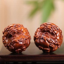 Laos huanghuali twelve zodiac health ball handball massage ball carved cultural toys fitness solid wood lion handle piece
