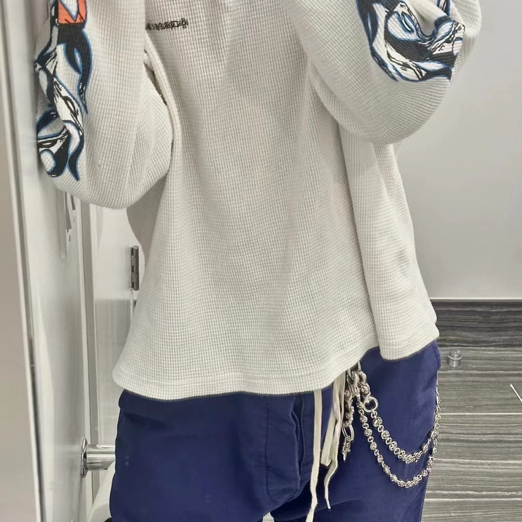 【懂哥系列】Matty boy联名ch风格涂鸦华夫格长袖tee宽松上衣 2