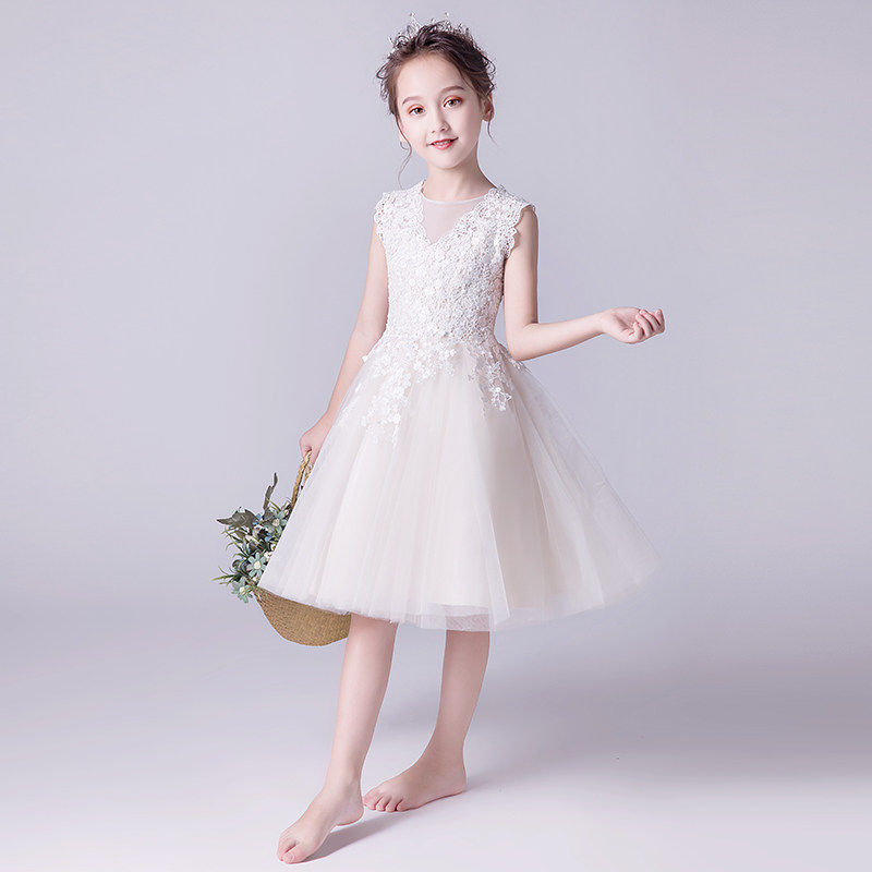 Children's high-end dresses Western style princess skirt girls fluffy dress little girl host costume short