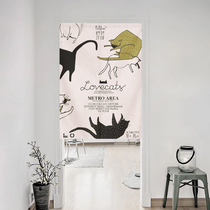 Abstract Cat minimalist Cartoon Fabric Art Door Curtain home Bedroom Wind Shield KITCHEN CLOTH CURTAIN TOILET PARTITION CURTAIN
