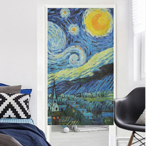 Art Oil Painting Art Van Door Curtain Air Conditioning Bedroom Living Room Living-room Decorated Cloth Curtain Cotton Linen Cloth Art half-curtain partition hanging curtain set