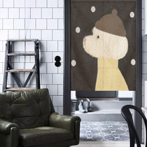 Dog and cat simple cartoon fabric curtain home bedroom windshield curtain kitchen curtain toilet partition curtain