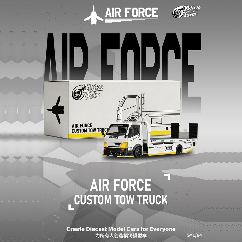 Qiu Xiaopang In-Stock Micro Turbo Mt 1:64 Ground-Mounted Modified Trailer Air Force Car Model