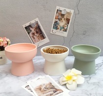 Ceramic cat rice bowl anti-overturn ice cream yogurt high foot steamed cake bowl pet cat food bowl snack bowl water bowl
