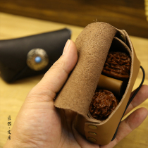 Handmade cowhide walnut bag text play walnut hand box Portable storage bag Metal buckle Characteristic handicraft craftsman
