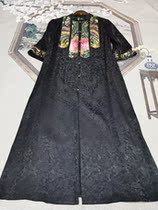 Original ethnic style womens clothing Beijing embroidery handmade thorn do old Miao embroidery pattern Chinese style retro black silk dress