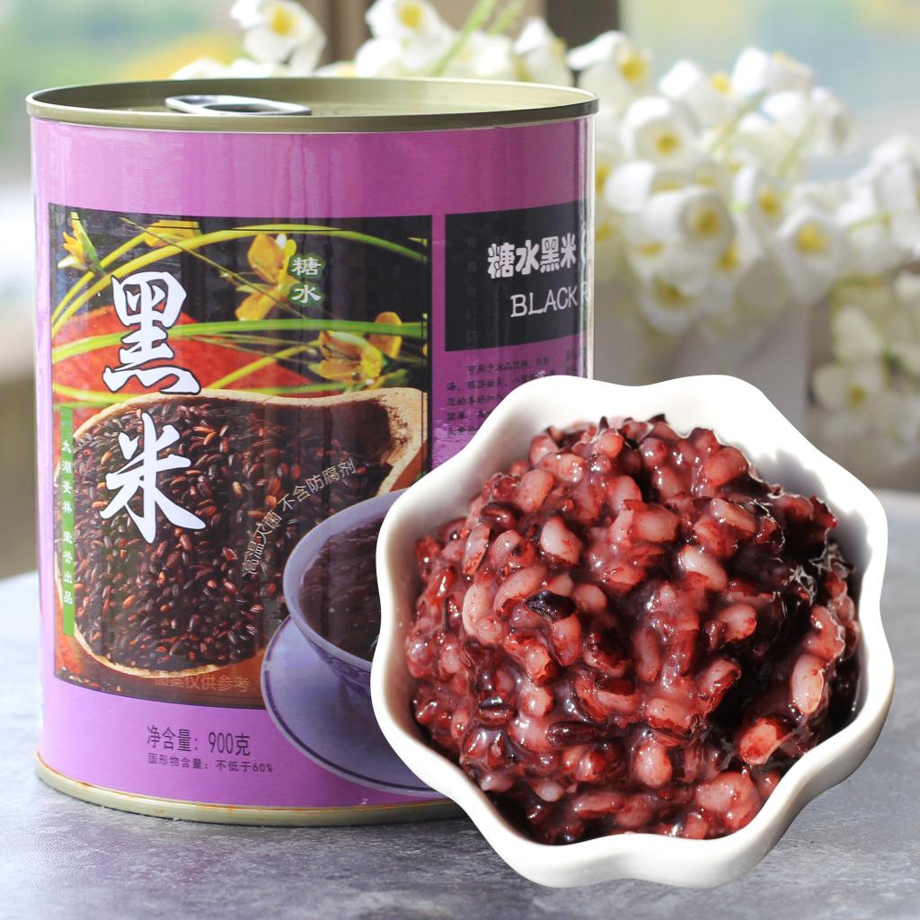 Black Rice Canned Sugar Water Black Rice Blood Glutinous Rice Canned Open Jar Ready-to-use Sand Ice Milk Tea Ingredients 865g Wholesale