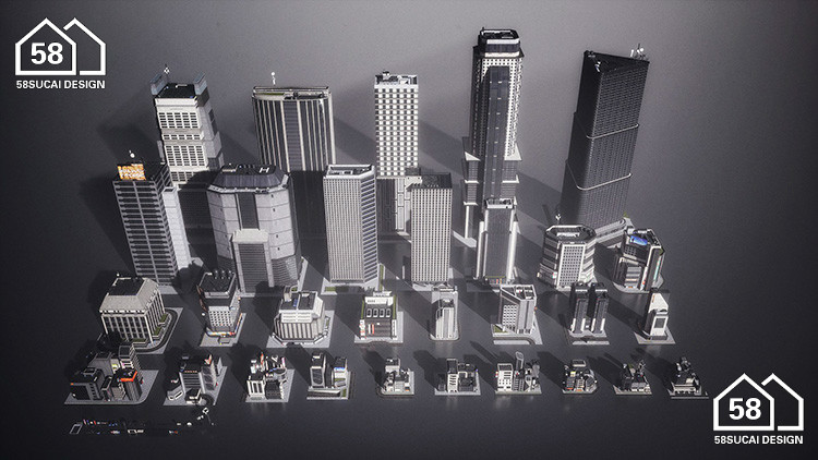 图片[8]-K038新东京建筑城市高楼大厦建筑3d模型 格式c4d/blender/fbx/obj-cg男孩