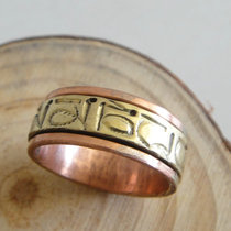 Tibet jewelry Nepal style three-color copper ring six-character truth ring couple can be used as Pendant