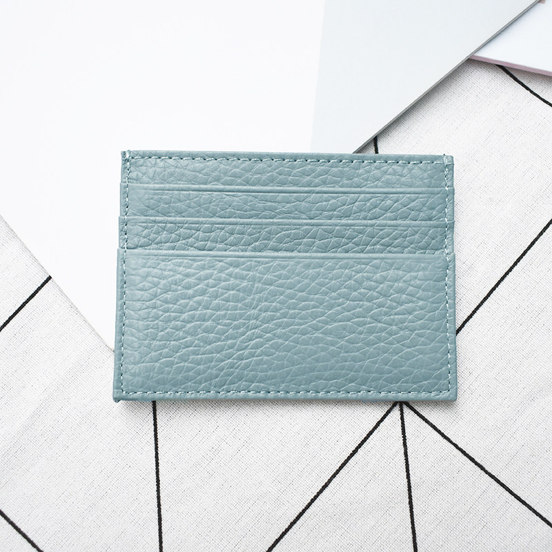 Ultra-thin small card holder men's compact card holder card holder mini women's simple business card holder genuine leather bus card holder