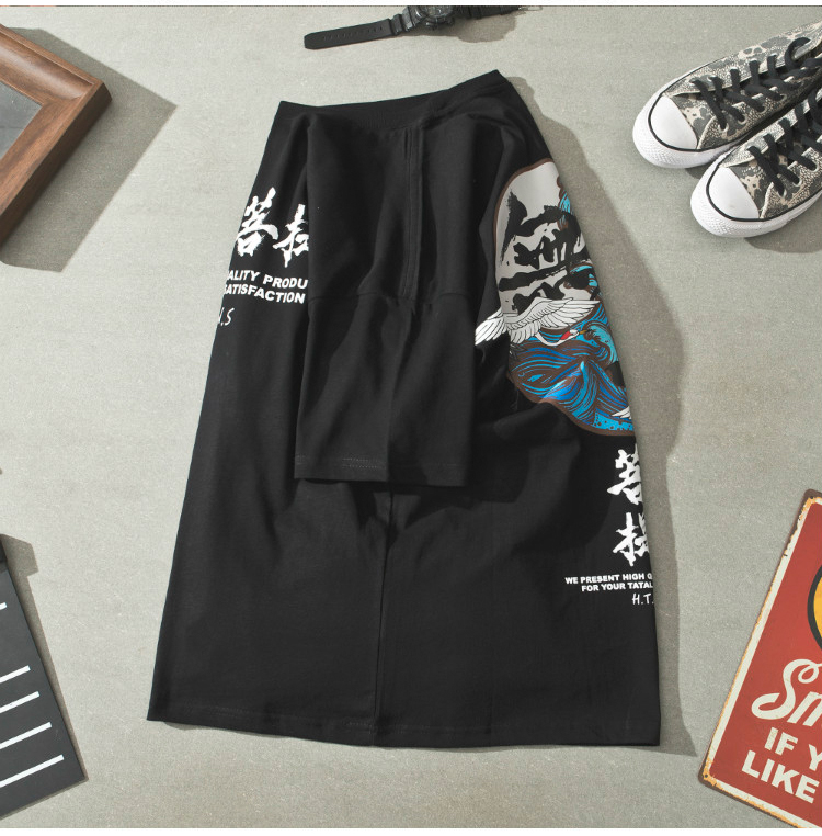 Mùa hè mới kích thước lớn xu hướng nam ngắn tay T-Shirt cotton nửa tay phong cách Trung Quốc tối cao Bodhi lỏng những người yêu thích thời trang nam