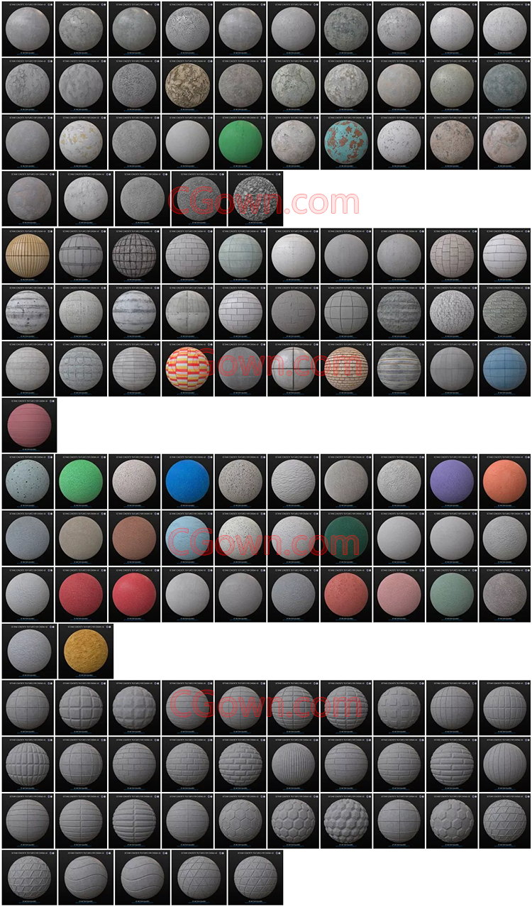 C4D预设Vray材质渲染4K纹理瓷砖大理石头织物木金属混凝土地路道-CG资源网 C4D预设Vray材质渲染4K纹理瓷砖大理石头织物木金属混凝土地路道