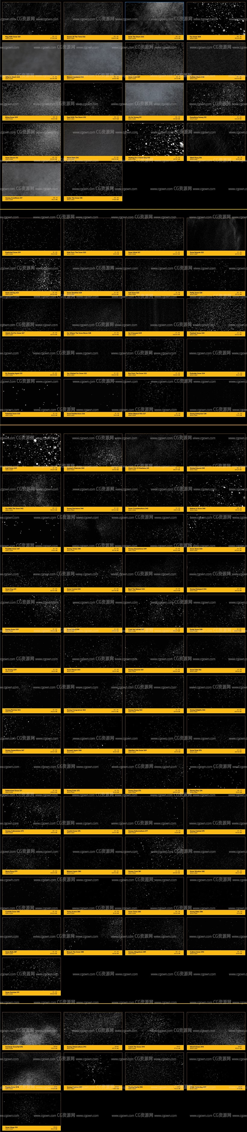 4K分辨率视频素材-100组冬季下雪场景雪花飞舞粒子特效4K视频素材