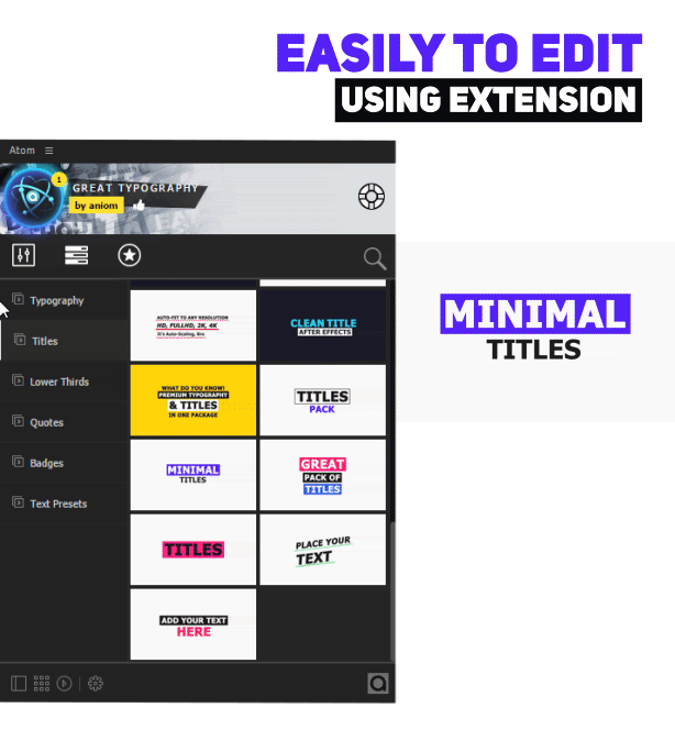 AE脚本-355+种文字标题视频字幕动画设计Big Pack预设包
