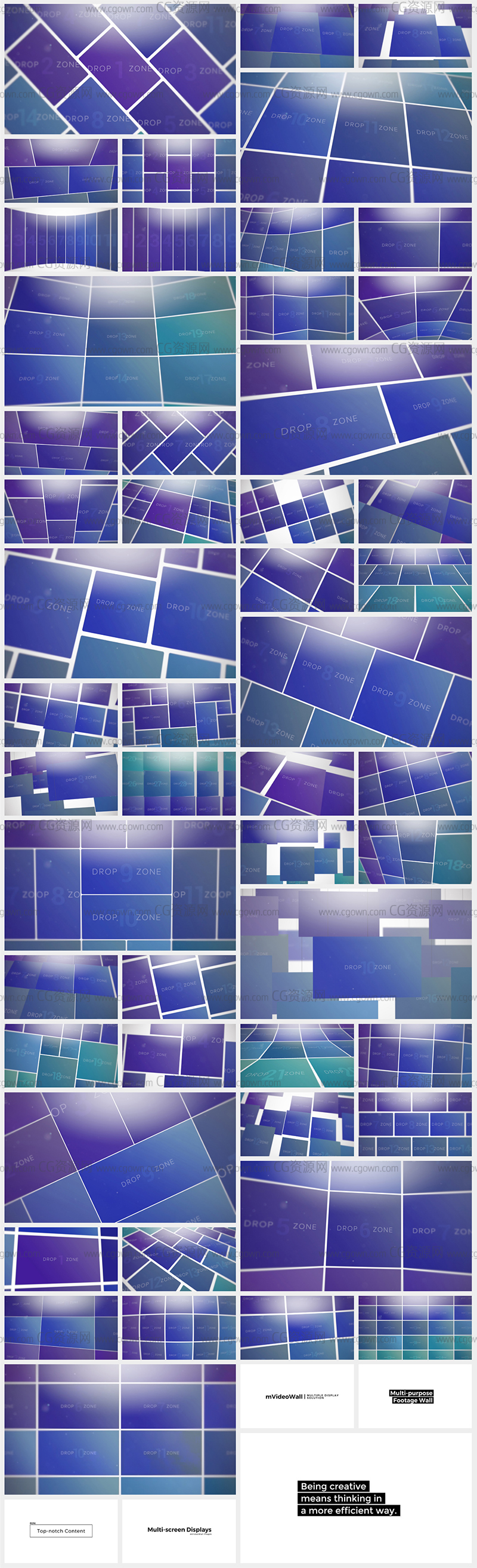 FCPX插件51种照片排版视频墙展示动画样式预设mVideowall