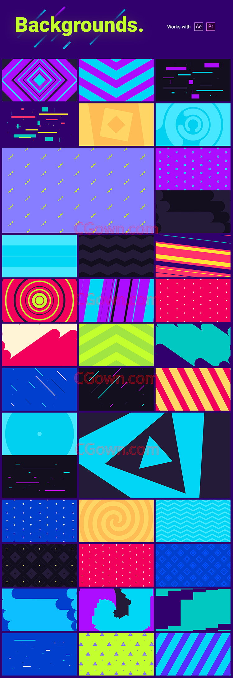 【米松独家破解】创意MG图形动画元素包V3.0版本1450+种效果制作-PR预设与AE脚本下载