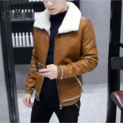 墨 麒麟 [lông một] cộng với áo khoác nhung nam trẻ trung Phiên bản Hàn Quốc của chiếc áo khoác lông nam dày tự trồng dày