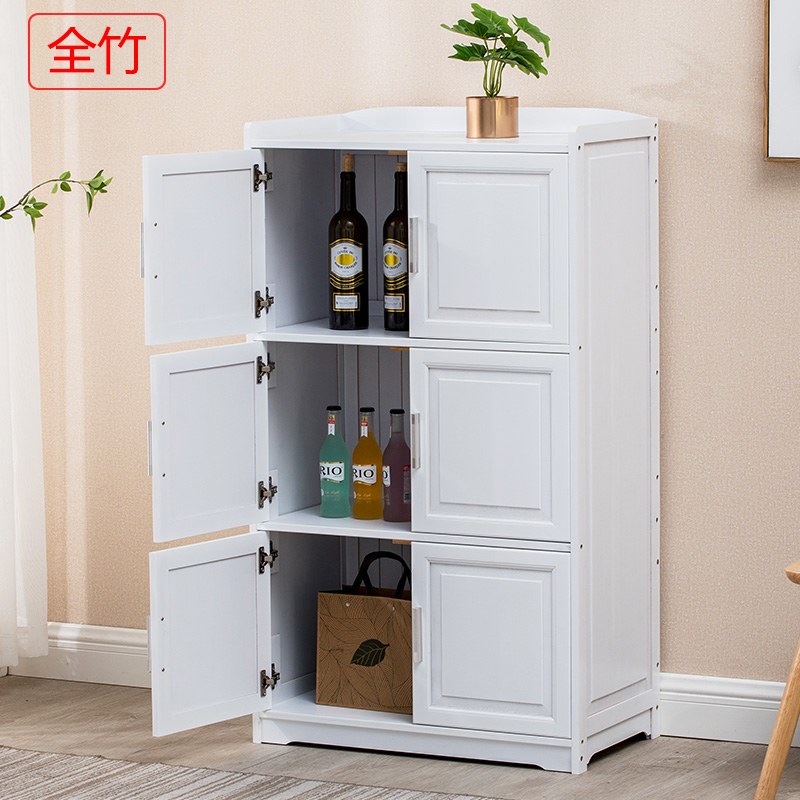 Bamboo sideboard modern minimalist Nordic white kitchen locker storage rack tea cabinet rack multifunctional