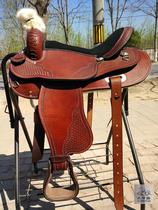 Hand-made cowhide Western saddle horse back edge harness Saddle Full set of saddles