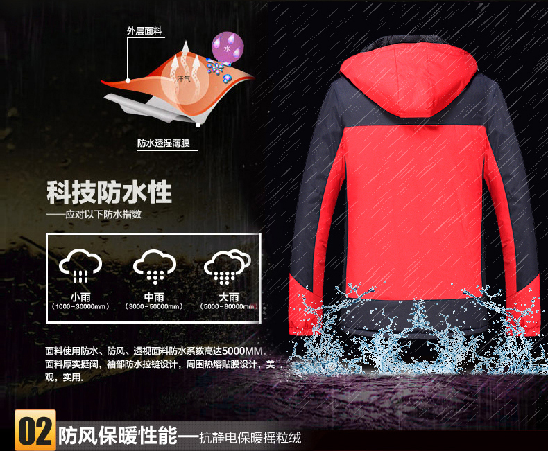 Mùa đông cộng với nhung dày vài mô hình tấn công áo khoác nam windproof không thấm nước ấm mùa đông câu cá leo núi overalls